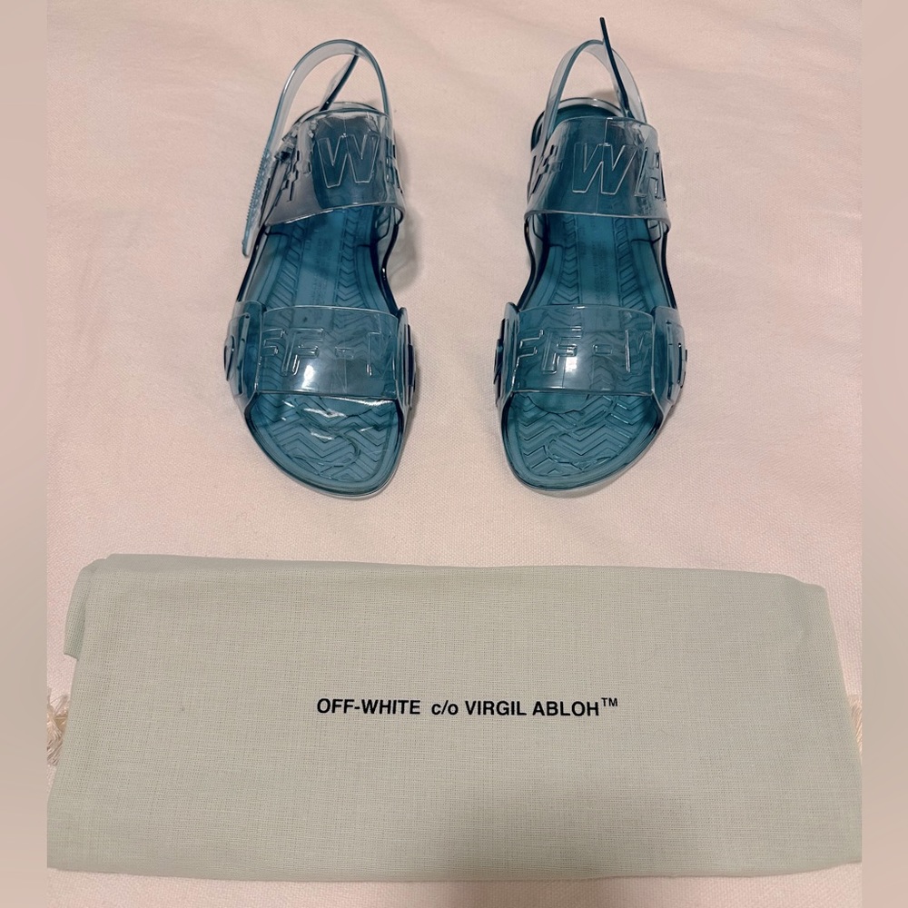 Off White Zip Tie Jelly Sandals